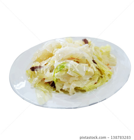 手繪數位插畫, 炒高麗菜,家常菜,木耳 手繪數位插畫, 炒高麗菜,家常菜,木耳 138783283