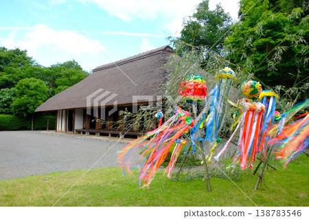 {Kanagawa Prefecture} An old house and Tanabata decorations fluttering in the wind {Kanagawa Prefecture} An old house and Tanabata decorations fluttering in the wind 138783546