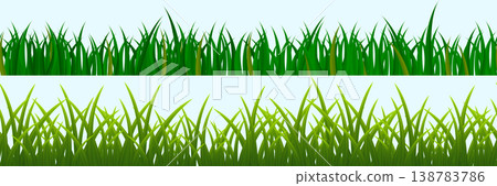 Seamless grass lawn border with lush green blades and wild meadow vegetation in cartoon vector illustration for garden landscape background with natural turf texture and outdoor field design Seamless grass lawn border with lush green blades and wild meadow vegetation in cartoon vector illustration for garden landscape background with natural turf texture and outdoor field design 138783786