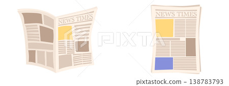 Vector illustration set of stacked newspapers and folded paper pages arranged in bundles and piles isolated on white background for daily news media communication journal article concept Vector illustration set of stacked newspapers and folded paper pages arranged in bundles and piles isolated on white background for daily news media communication journal article concept 138783793