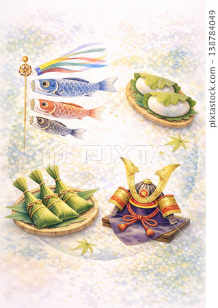 Children's Day Series: A circular design incorporating Japanese elements. 138784049