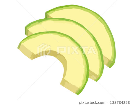 Three slices of avocado Three slices of avocado 138784238