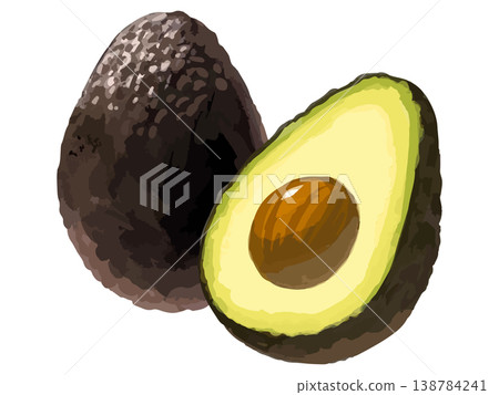一個半完全成熟的黑牛油果，切成塊狀。 138784241
