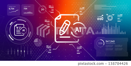 Artificial intelligence writing and content creation concept featuring digital document icon with pencil and AI automated copywriting and smart text generation for future publishing 138784426