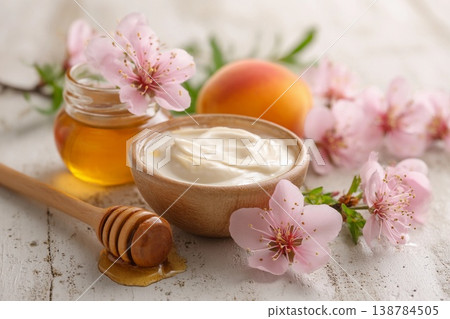 Delicate Peaches and Honey Create a Sweet Symphony With Blooming Flowers Generative AI Delicate Peaches and Honey Create a Sweet Symphony With Blooming Flowers Generative AI 138784505