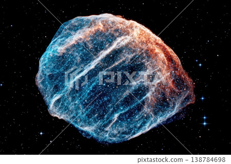 A colorful nebula floats in space filled with stars. The bright hues highlight the structure and shape of the nebula A colorful nebula floats in space filled with stars. The bright hues highlight the structure and shape of the nebula 138784698