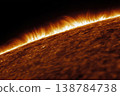 Bright solar activity erupts from the surface of the sun, displaying gas movements and flares in a stunning view of the sun's atmosphere 138784738