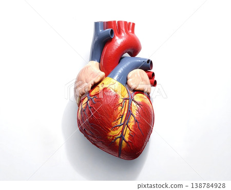 Realistic human heart isolated white background 138784928