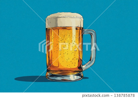 Crafting a Perfect Beer Mug Embrace in Vibrant Flat Design Art Generative AI 138785878