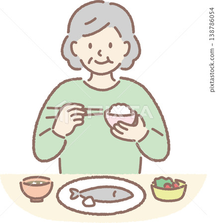 Elderly women who eat healthy meals 138786054