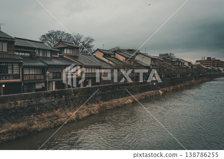 Evening and nighttime views of the Kazue-machi Chaya District in Kanazawa, Japan. Evening and nighttime views of the Kazue-machi Chaya District in Kanazawa, Japan. 138786255