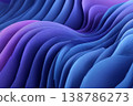 Surreal Waves of Blue and Purple Undulating in a Dreamlike Landscape Generative AI 138786273