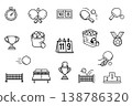 A collection of symbols or sketches for World Table Tennis Day. Tennis-themed doodle icons in a thin line style for websites and apps. 138786320
