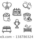 World table tennis day symbols collection or sketches. tennis game theme icons in linear style signs for web and app. Vector graphics isolated on white background 138786324