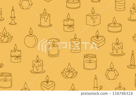 Colorful birthday candles on purple background vector seamless pattern  138786328
