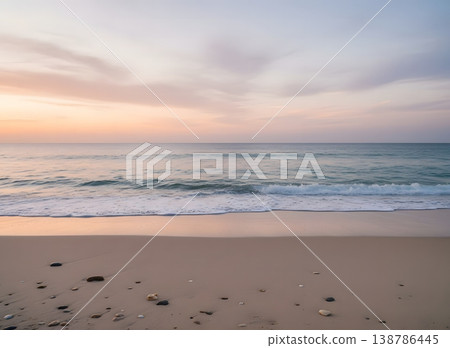 平靜的海面和日落景色 138786445