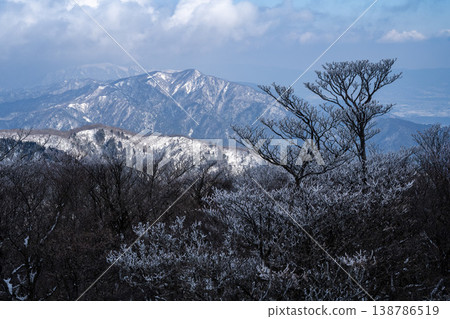 A breathtaking panoramic view of the snow-covered Suzuka Mountains. A breathtaking panoramic view of the snow-covered Suzuka Mountains. 138786519