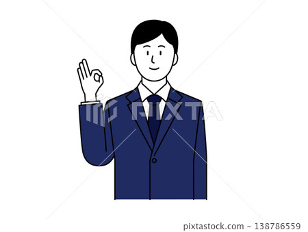 一位身穿西裝的年輕商人面帶微笑地比出「OK」手勢。 一位身穿西裝的年輕商人面帶微笑地比出「OK」手勢。 138786559