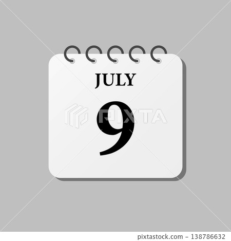 Icon page calendar day - 9 July 138786632