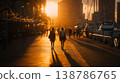 People Walking Along Waterfront at Sunset, City Travel and Urban Lifestyle 138786765