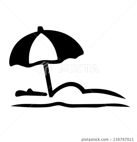 沙灘傘圖示（夏季/海灘符號） 138787021