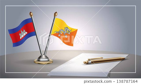 Small national flag of Colombia and Bhutan flag Relation, Template Vector Illustration 138787164