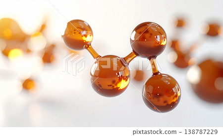 Brown's 3D molecular structure illustrations, inspired by caffeine and PDRN, and research into firmness and cutting-edge skincare. 138787229