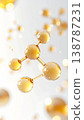 Gold molecular structure 3D illustration inspired by vitamins and retinol, representing transparency and firmness. 138787231