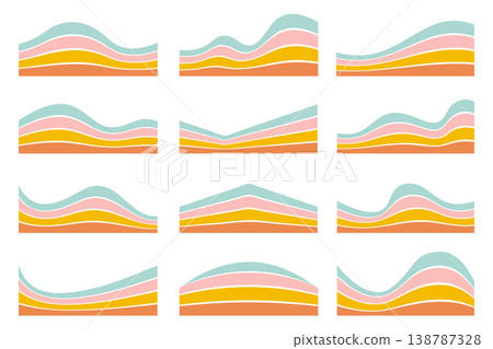 Modern wave divider set for website headers and sections. Abstract retro striped shapes create dynamic borders. Perfect template for web design projects and digital interfaces. Modern wave divider set for website headers and sections. Abstract retro striped shapes create dynamic borders. Perfect template for web design projects and digital interfaces. 138787328