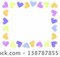 Hand drawn cute hearts frame on white background. Blue, violet and yellow colors. 138787855