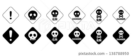 Skull mark / Danger signal black diamond icon Skull mark / Danger signal black diamond icon 138788950