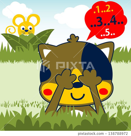 cat and mice cartoon playing hide and seek cat and mice cartoon playing hide and seek 138788972
