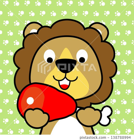 Lion cartoon with meat Lion cartoon with meat 138788994