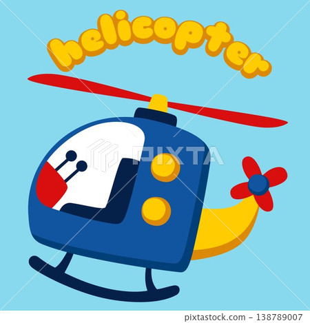 helicopter cartoon on blue sky background 138789007