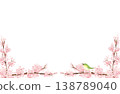 手繪水彩風格櫻花插畫邊框 138789040