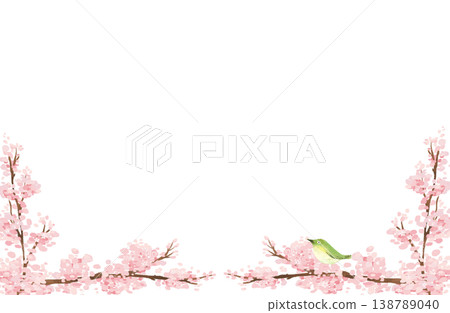 Hand-drawn watercolor-style cherry blossom illustration frame Hand-drawn watercolor-style cherry blossom illustration frame 138789040