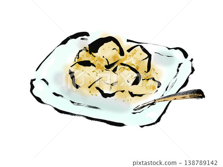 Hand-drawn Japanese style illustration of warabi mochi (bracken starch dumplings) Hand-drawn Japanese style illustration of warabi mochi (bracken starch dumplings) 138789142