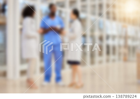 Blurred hospital, doctors and team of nurses consulting for medical services, advice and expert management. Defocused group of healthcare employees meeting for wellness, support or planning in clinic Blurred hospital, doctors and team of nurses consulting for medical services, advice and expert management. Defocused group of healthcare employees meeting for wellness, support or planning in clinic 138789224