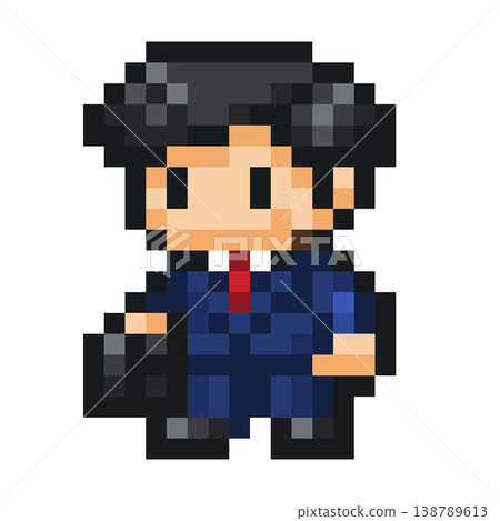 A salaryman in a game-style pixel art style. A salaryman in a game-style pixel art style. 138789613