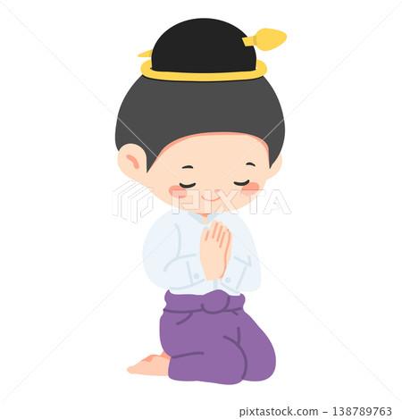 Thai Man Greeting In Traditional Dress With Wai Gesture 138789763