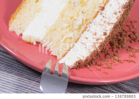 Sweet cake with different layers. Dessert for holidays or various occasions Sweet cake with different layers. Dessert for holidays or various occasions 138789803