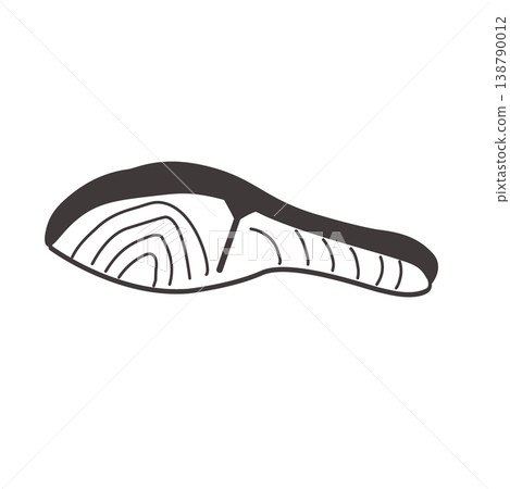 Black and white illustration of salmon. Food, bento box, side dish illustration, simple, material, bento material. Black and white illustration of salmon. Food, bento box, side dish illustration, simple, material, bento material. 138790012