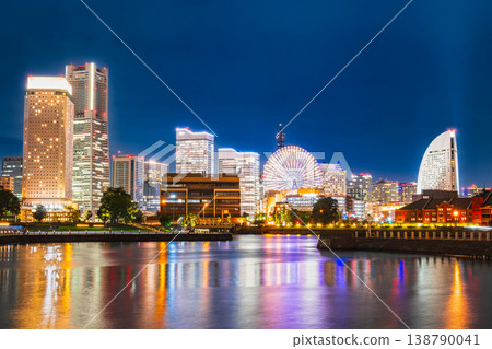 Yokohama night view: High-rise buildings of Minato Mirai Yokohama night view: High-rise buildings of Minato Mirai 138790041