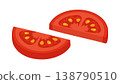 Two fresh red tomato slices of various sizes set. Hand drawn flat style isolated 138790510