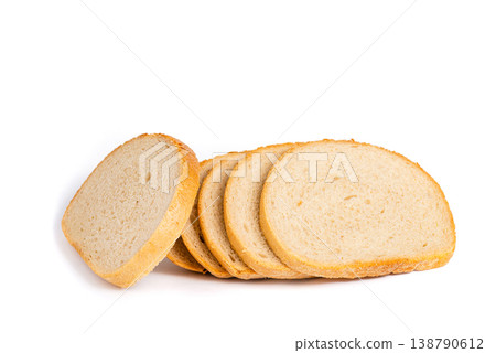 Fresh Slices of White Bread on White Fresh Slices of White Bread on White 138790612
