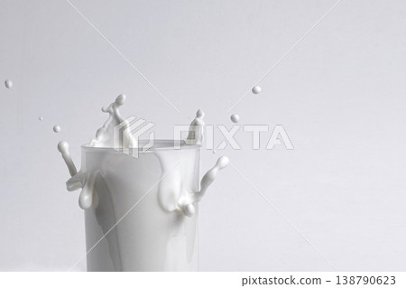 Close Up Milk Splash in Glass 138790623