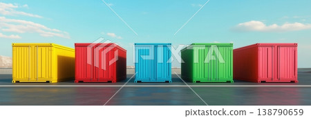 Dynamic Display Blending Colorful Containers To Enhance Branding And Logistics Presentation 138790659