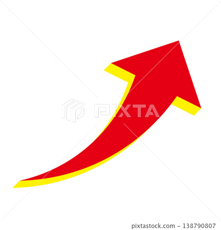 Simple arrow illustration on a white background, symbolizing business growth and upward movement. 138790807