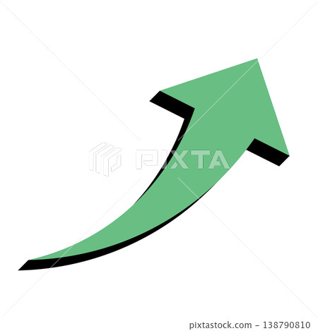 Simple arrow illustration on a white background, symbolizing business growth and upward movement. 138790810
