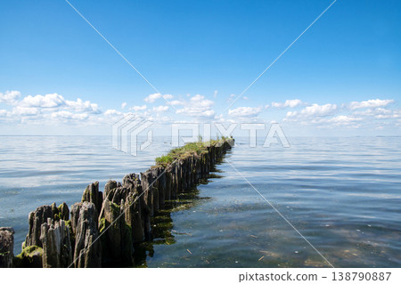 wooden groyne stretching wooden groyne stretching 138790887